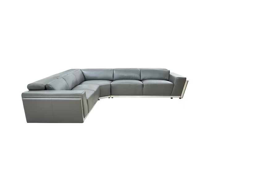 MI-8010A Domo Dark Gray Italian Leather Oversized Sectional