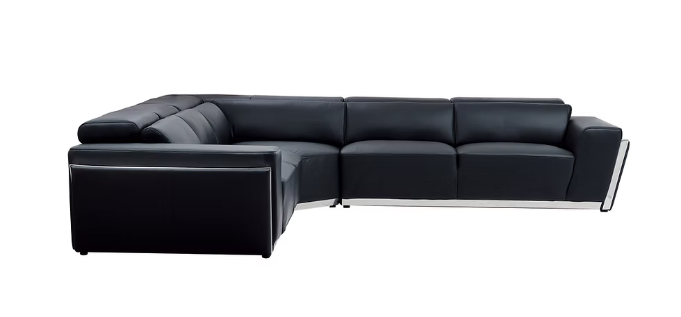 MI-8010A Domo Black Oversized Italian Leather Sectional