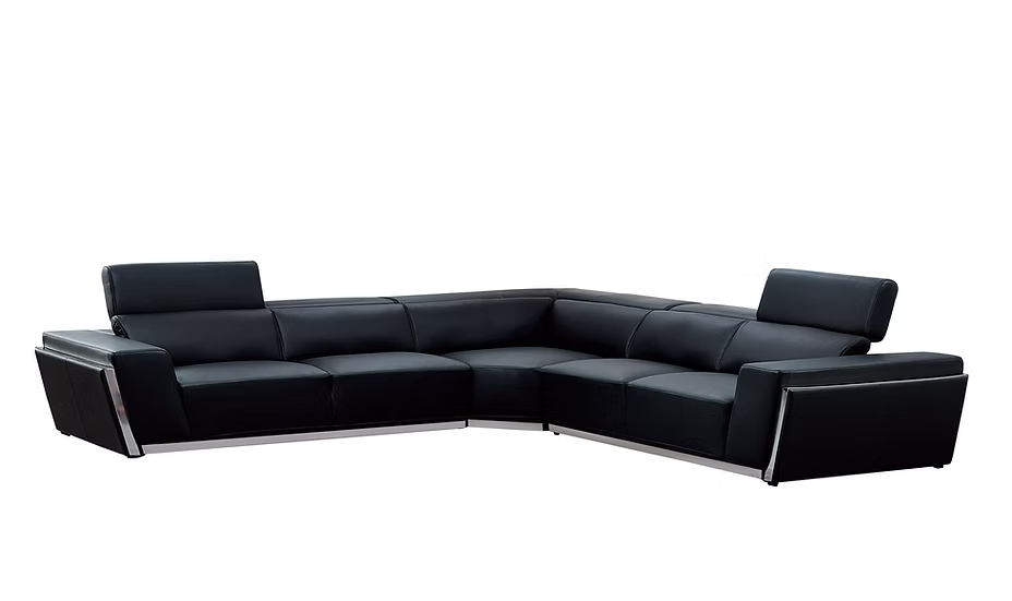 MI-8010A Domo Black Oversized Italian Leather Sectional