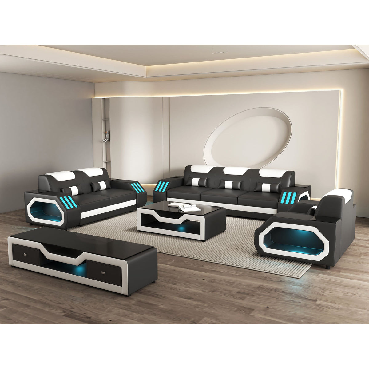 MI-9916A Matrix (Black/W) - Sofa, Loveseat & Chair