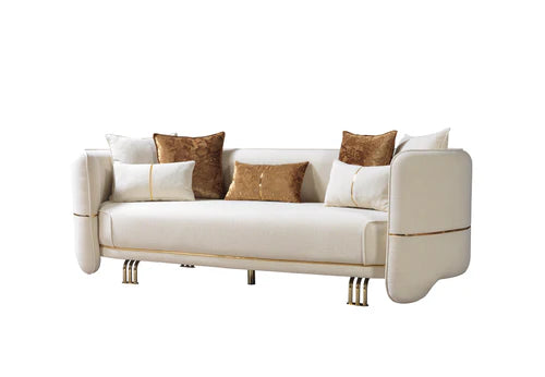 Helena Ivory Velvet Sofa