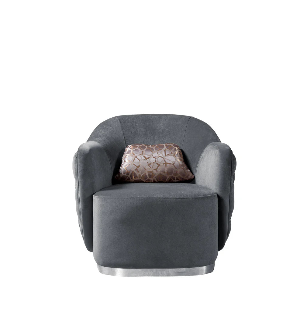 Victoria Gray Velvet Tufted Chair
