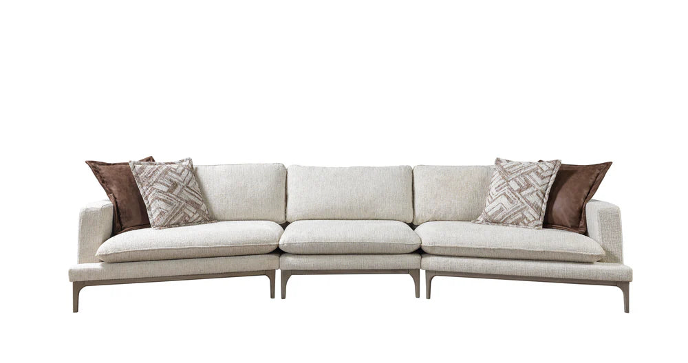 Dylan Ivory Linen Sectional with Ottoman