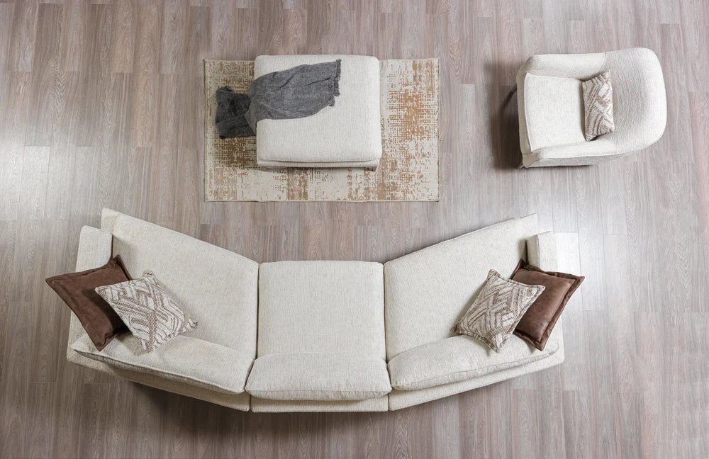Dylan Ivory Linen Sectional with Ottoman