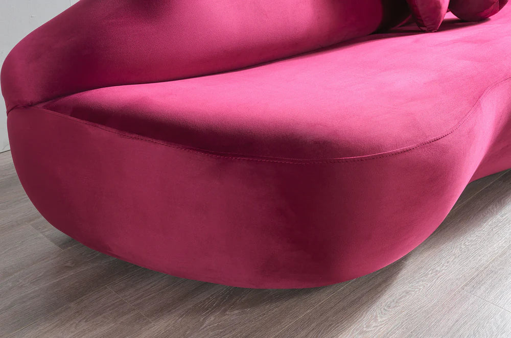 Lips Maroon Velvet Loveseat