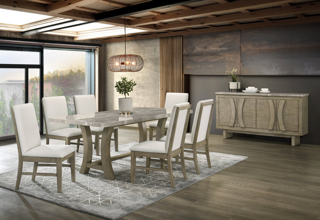 ROCO - (GENUINE MARBLE) 7pcs Dining Set