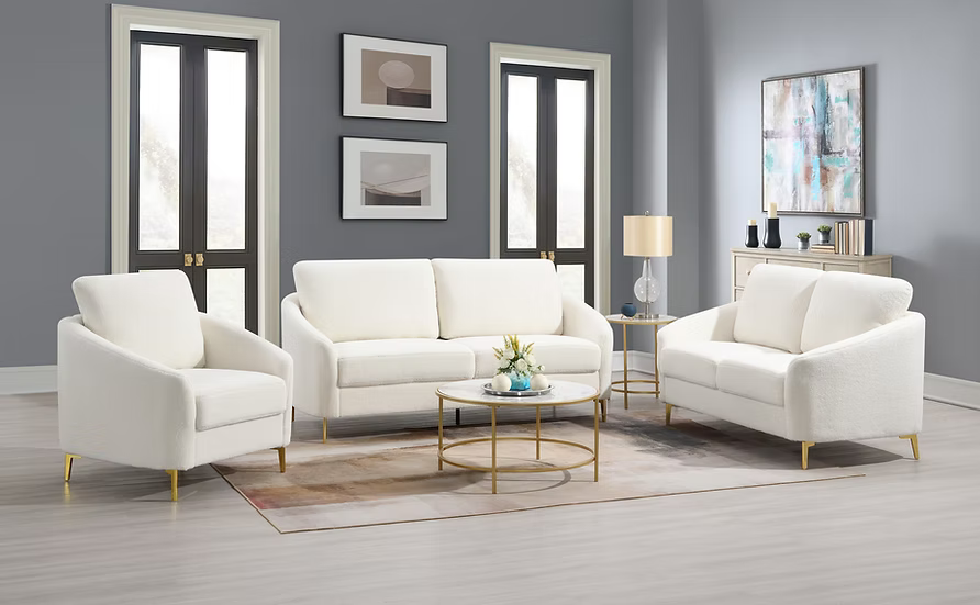 S160 Lila White Boucle Fabric Chair