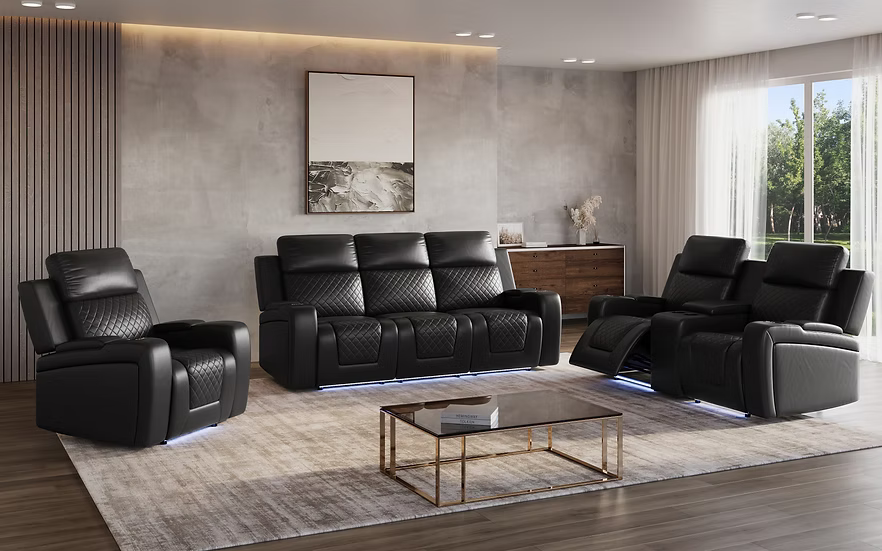 S1890 Bomer Black Power Reclining Set