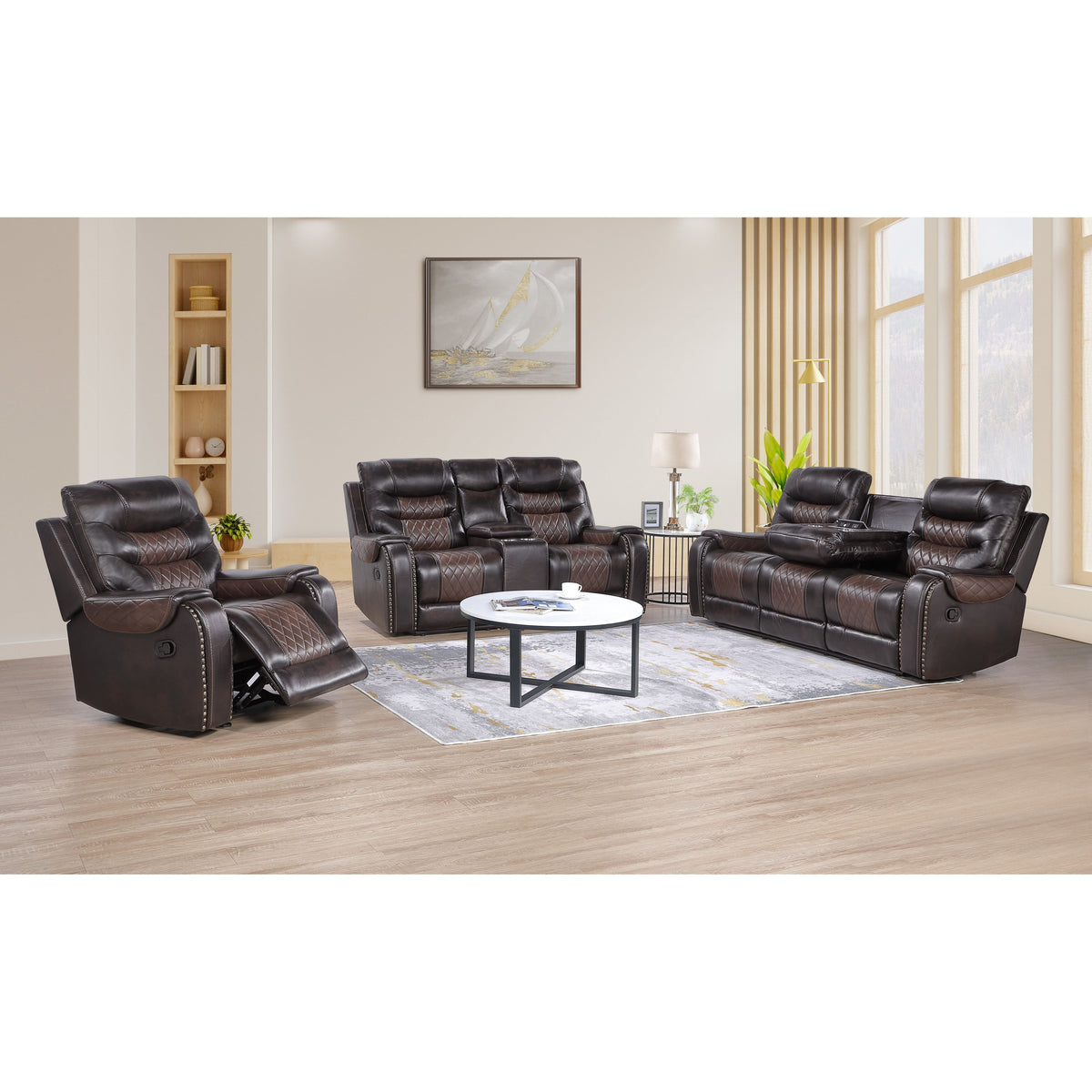 S1988 Phoenix II Brown - 3pcs Reclining Set