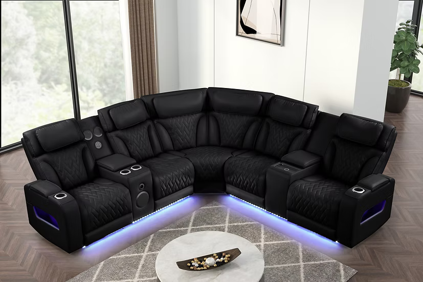 S2024 Skyline Black Power Reclining Sectional