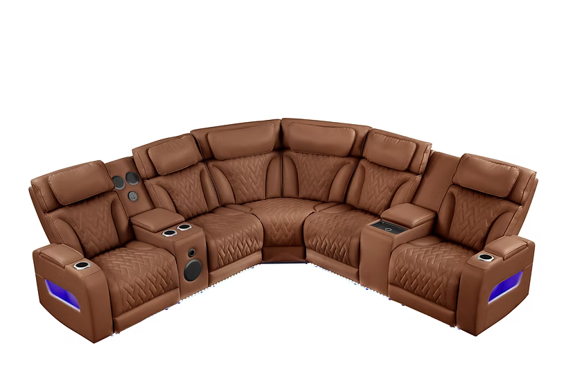 S2024 Skyline Brown Caramel Power Reclining Sectional