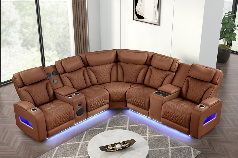 S2024 Skyline Brown Caramel Power Reclining Sectional