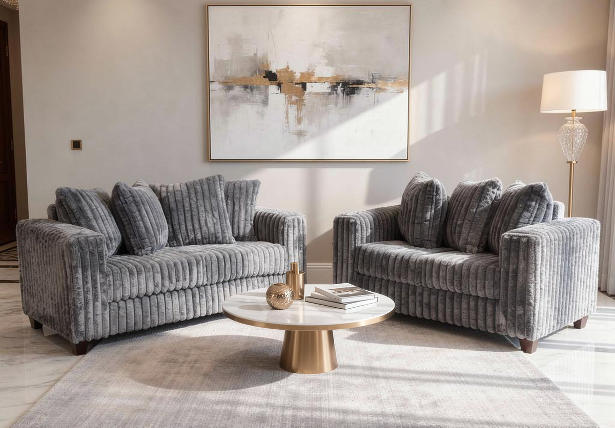 S300 Gia (Grey) - 2 PCS Sofa & Loveseat
