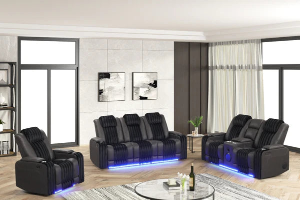 S4225 Lita Black Power Reclining Sofa Set