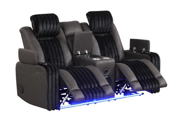 S4225 Lita Black Power Reclining Sofa Set