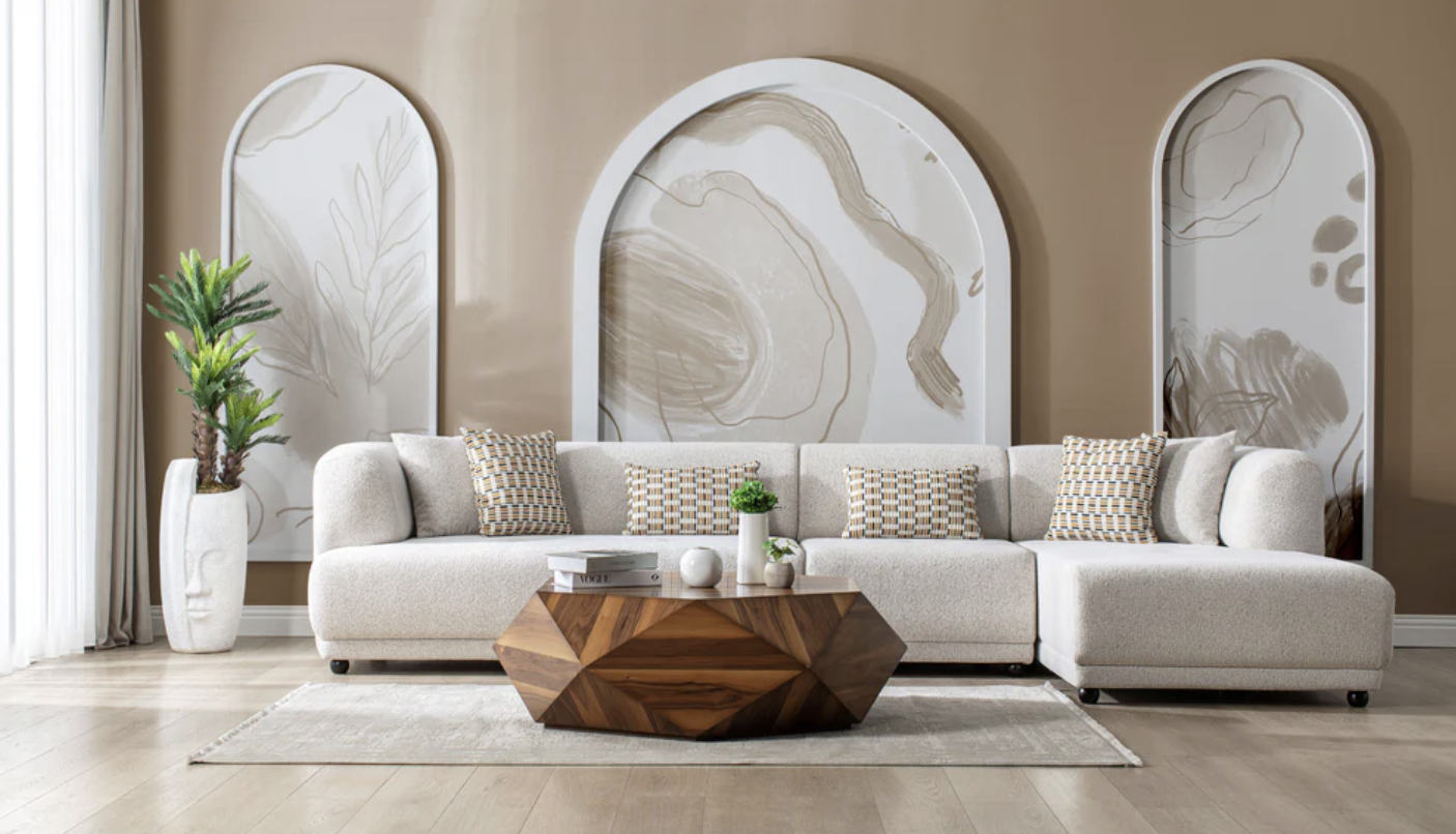 3pcs Lyna Ivory RAF Sectional