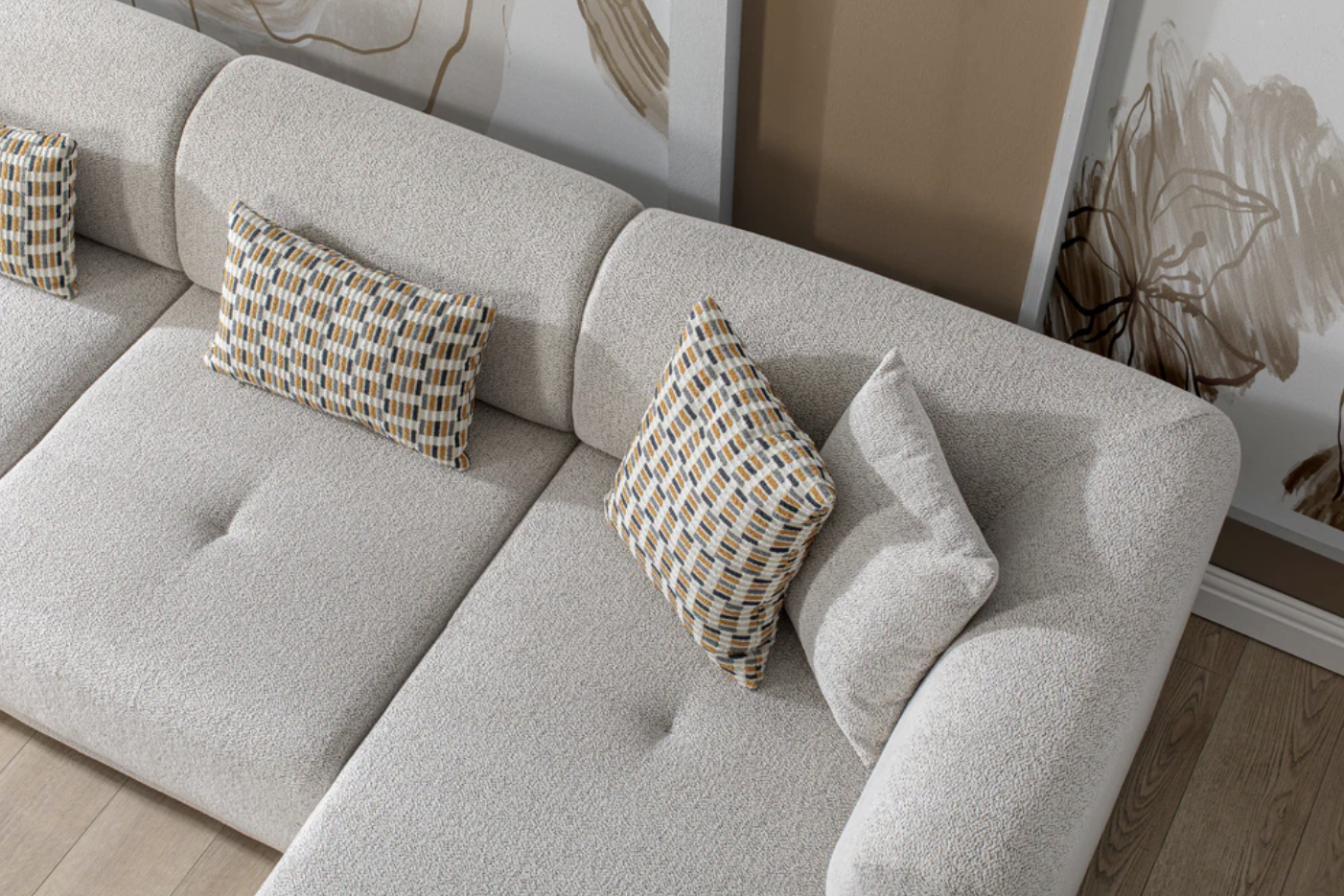 3pcs Lyna Ivory RAF Sectional