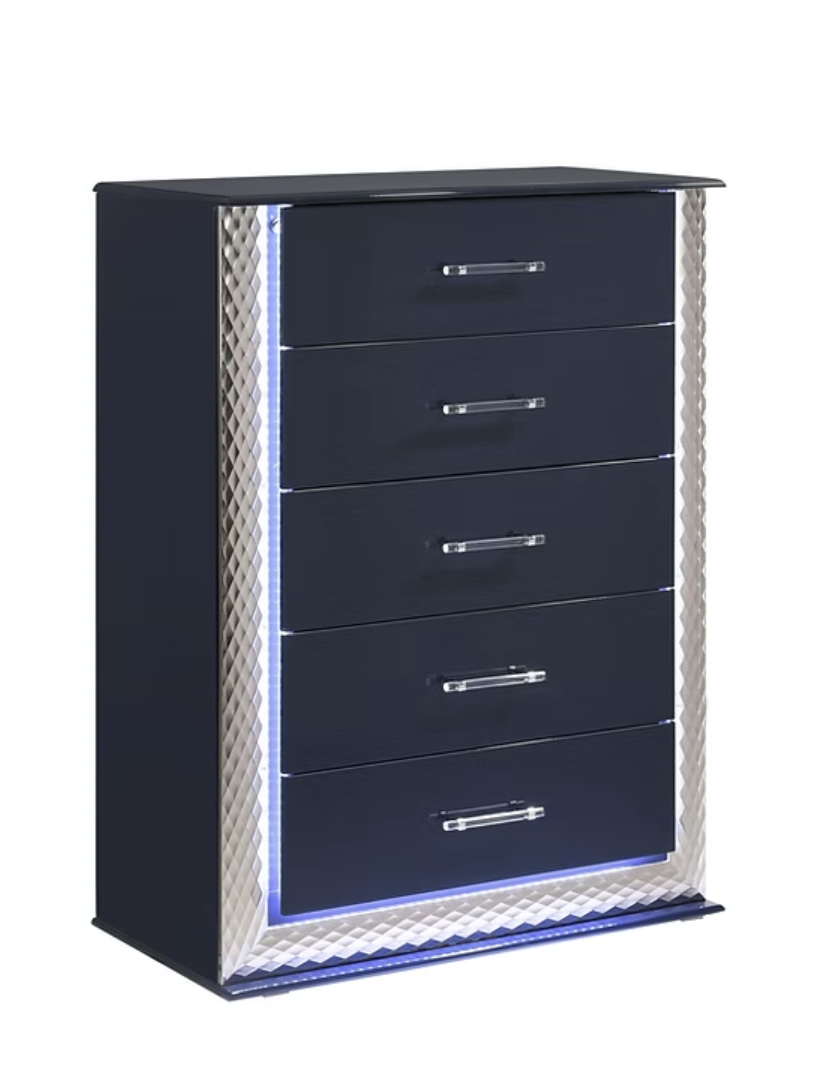 4pcs or 5pcs B80 Aya Dark Blue Highgloss LED Bedroom Set