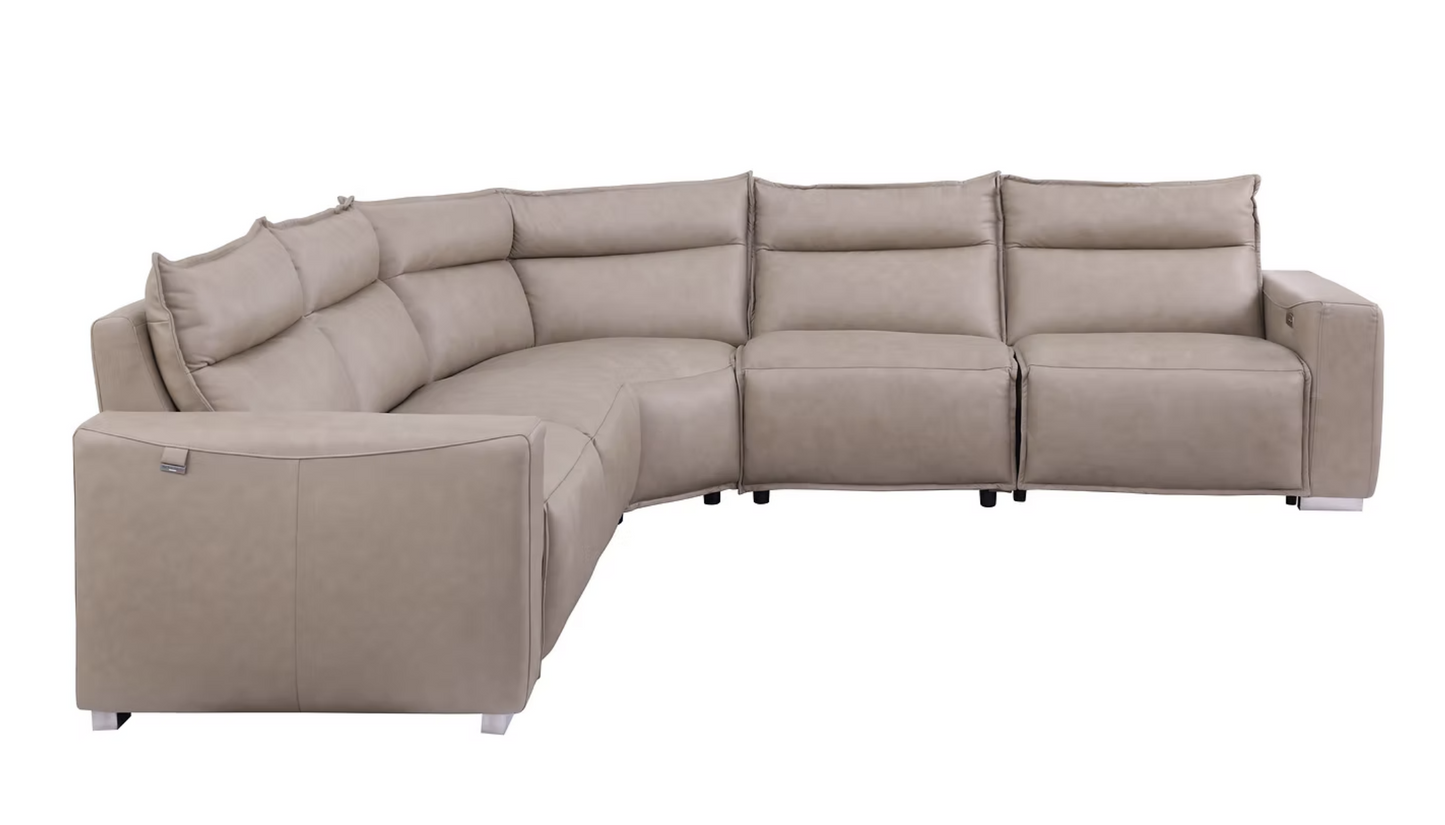 MI-1235 Sierra Beige Italian Leather Power Sectional