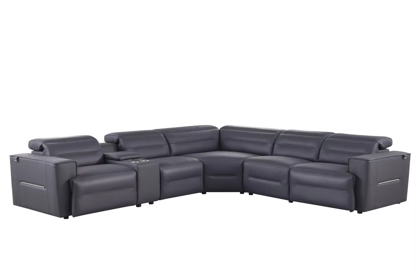 MI-1260 Nexus Dark Navy Italian Leather Power Sectional