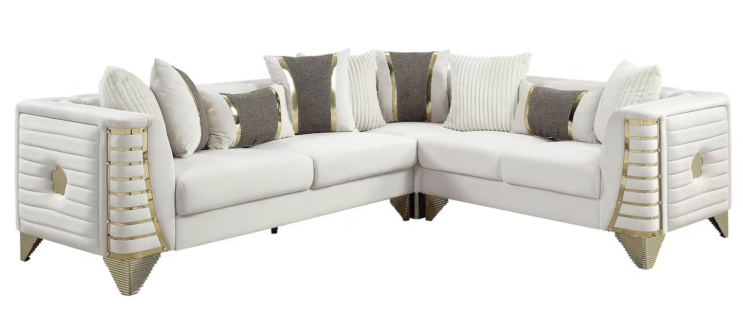 S4020 Donovan Cream & Gold Velvet Sectional