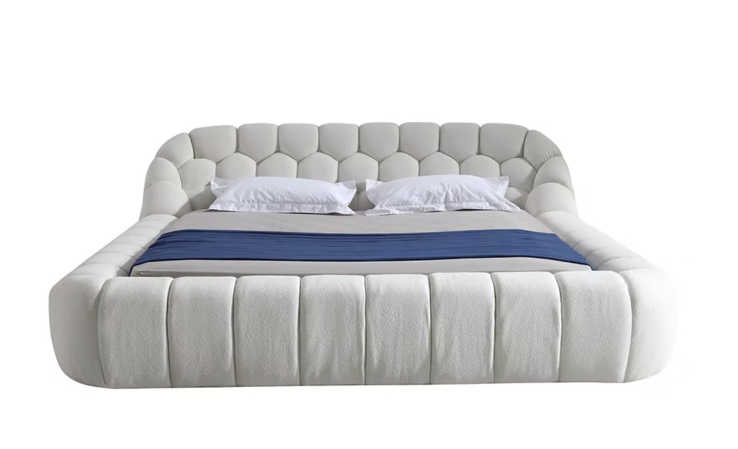 B127 Bubbles White Platform Bed Frame