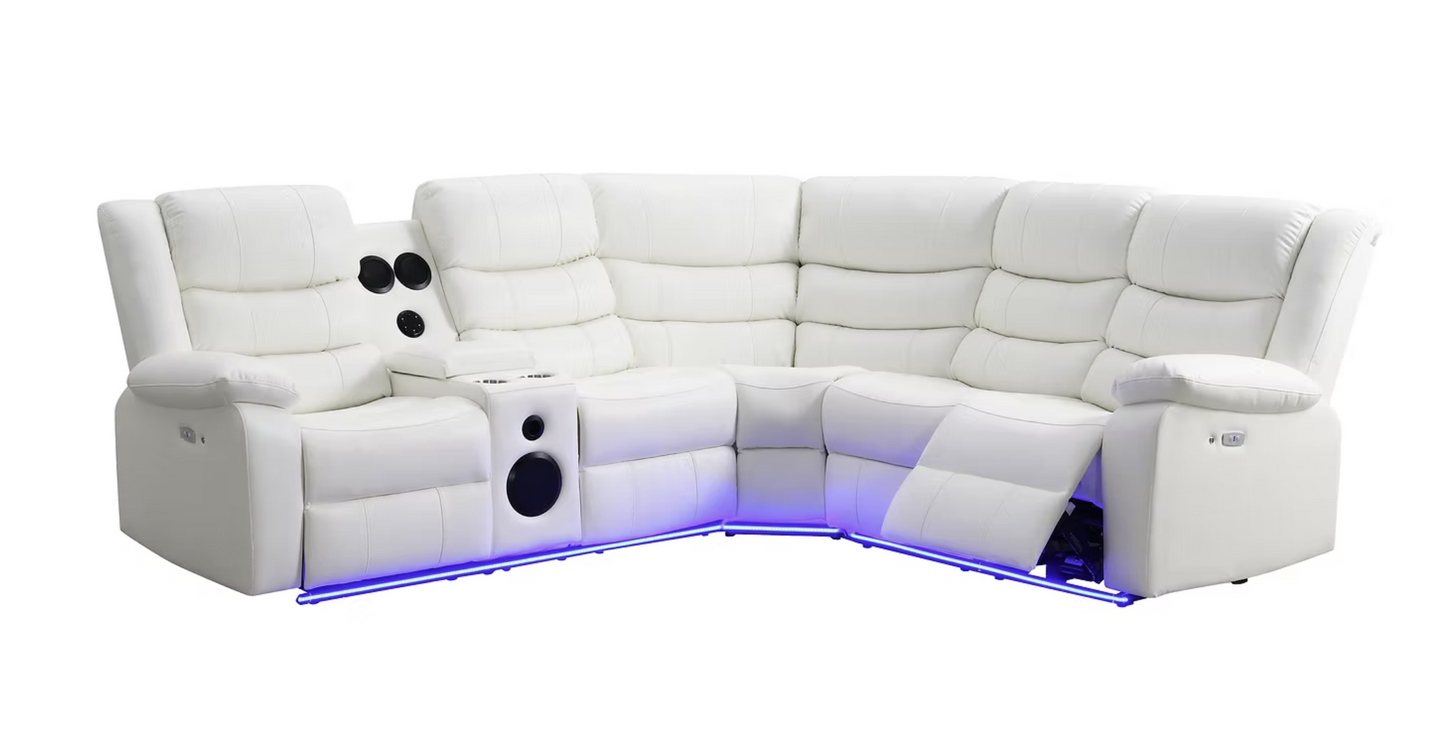 S8787 Sonic LED White Power Reclining Sectional