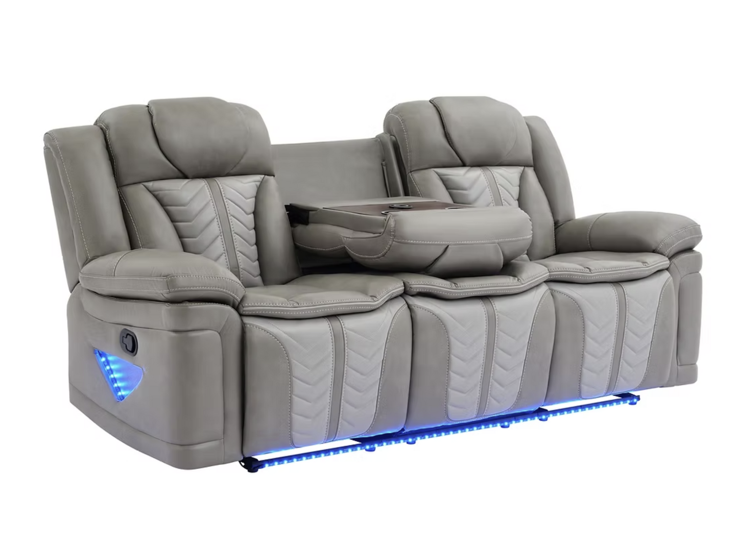 S2025 Innova Grey Leather Reclining Sofa Set