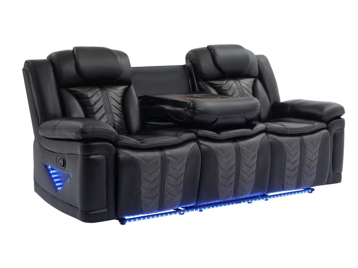 S2025 Innova Black Leather Reclining Sofa Set