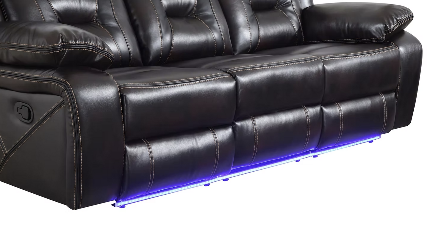 3pcs S8098 Concord Dark Brown Reclining Sofa Set