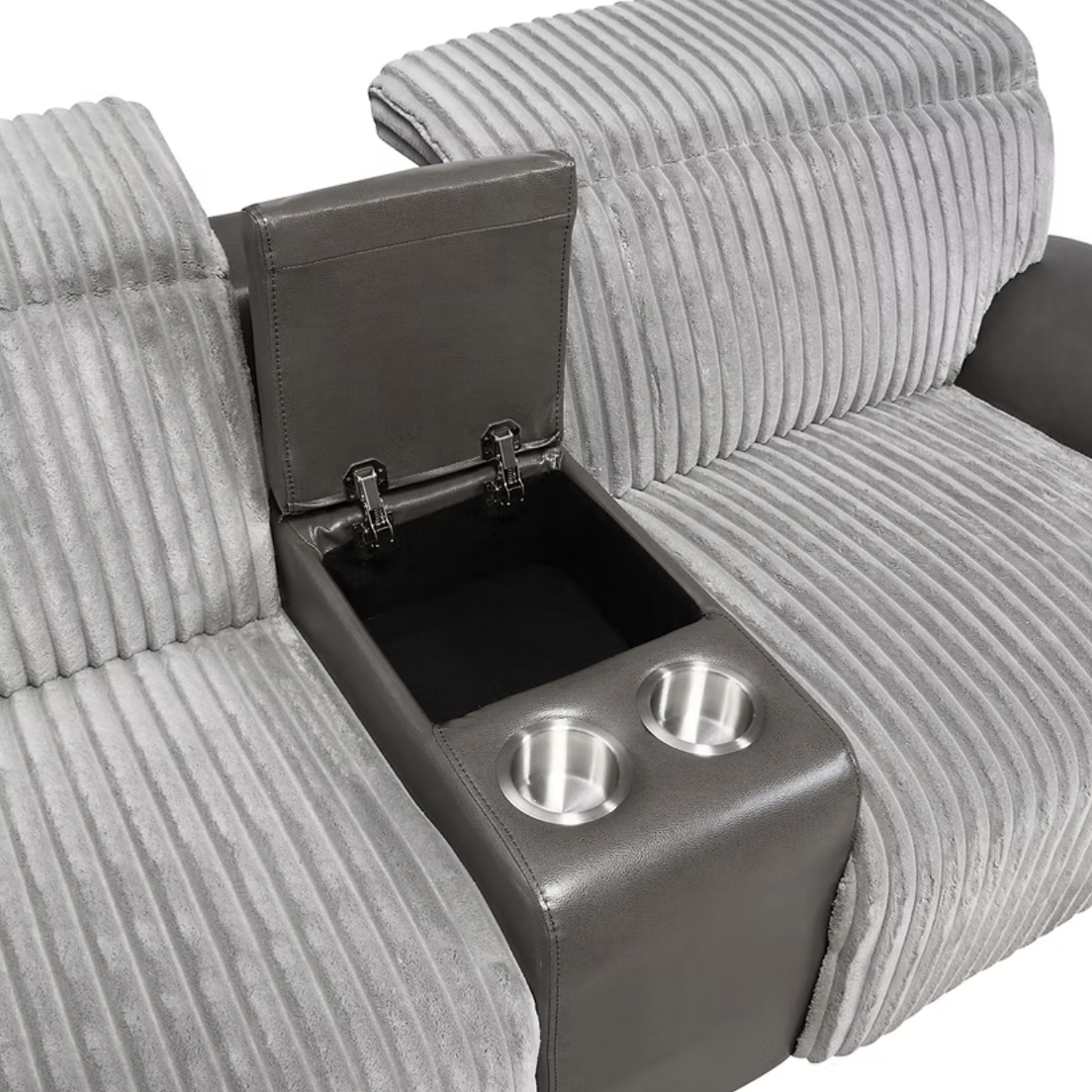 S9112 Twist Grey Thick Fabric Reclining Sofa Set