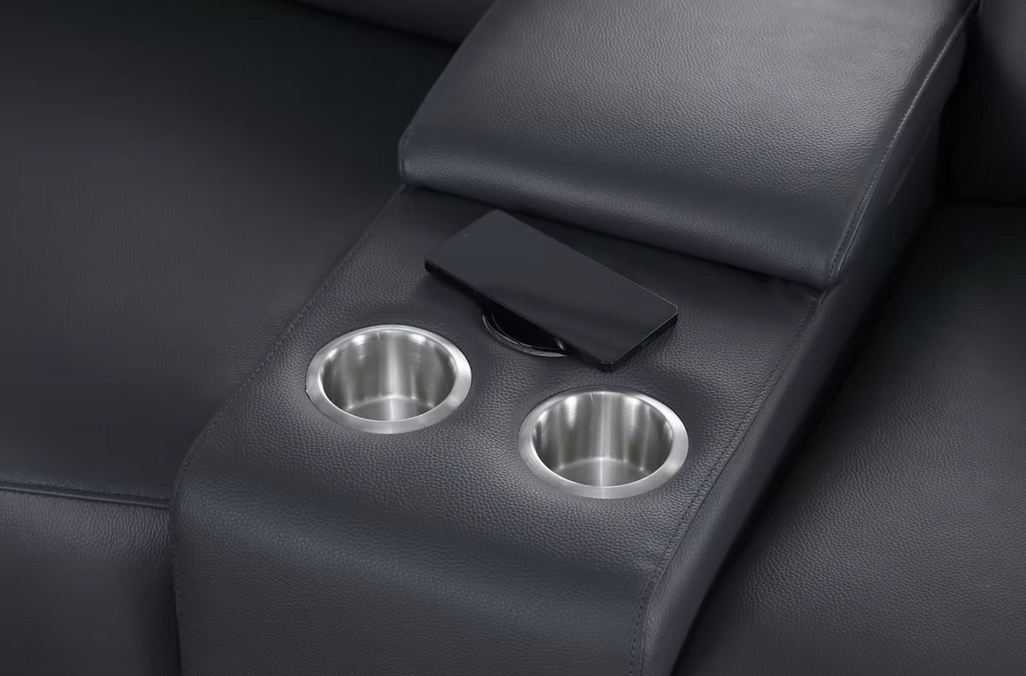 7pcs MI-1122 Franco Dark Navy Leather Power Sectional