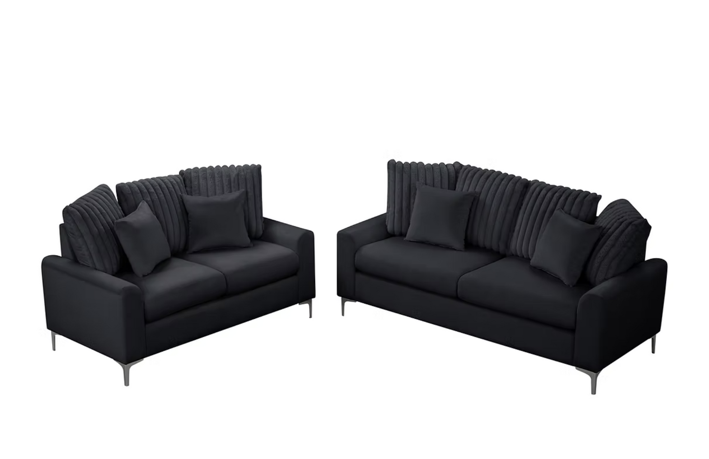S150 Elina Black Velvet Sofa & Loveseat