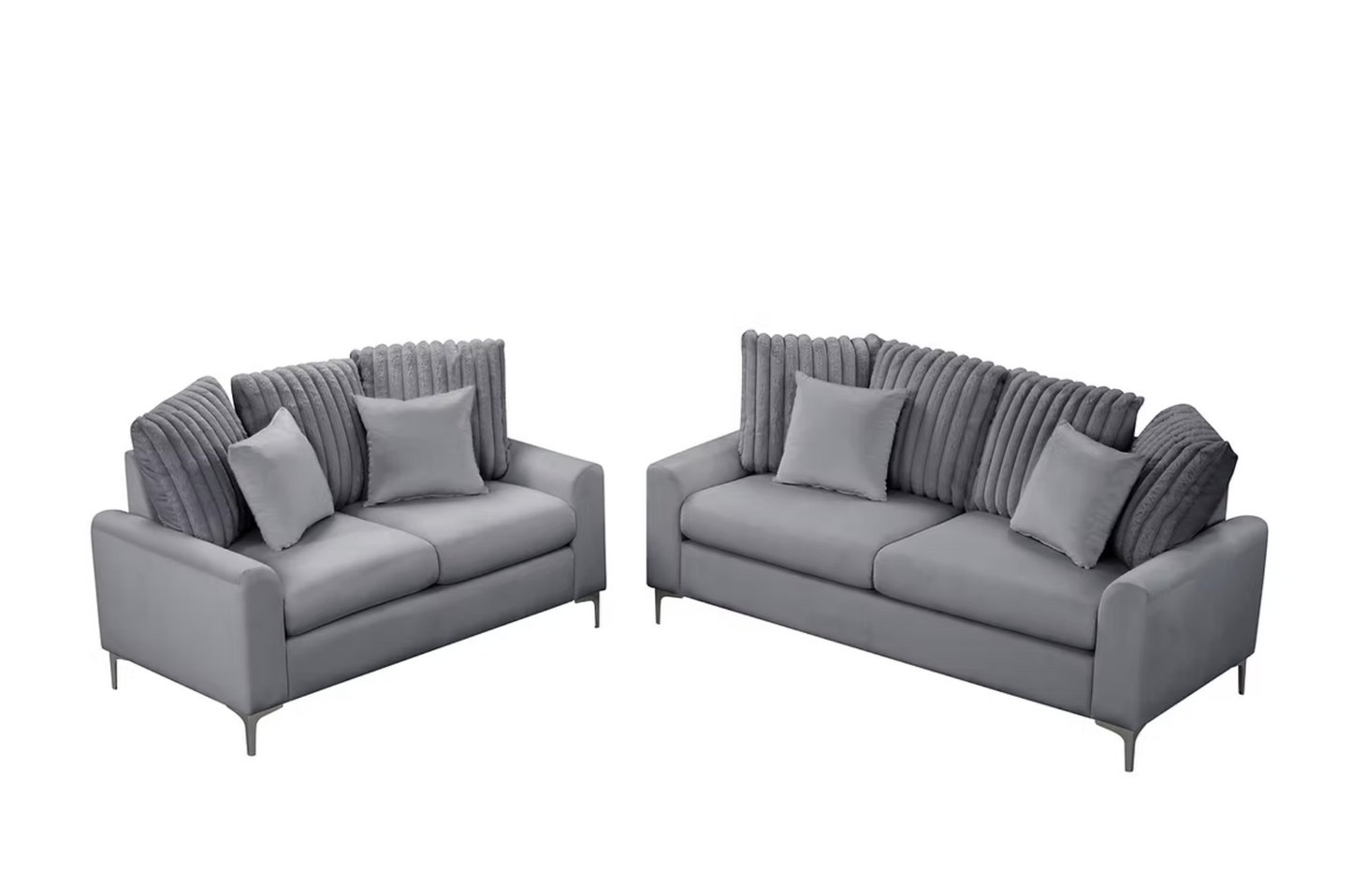 S150 Elina Grey Velvet Sofa & Loveseat