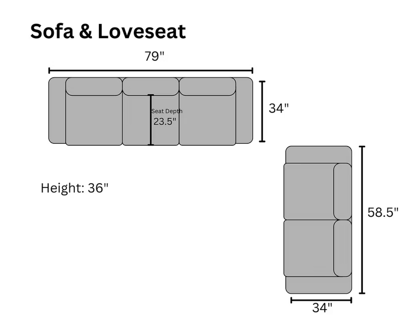 S310 Rivera Black Fabric Sofa & Loveseat