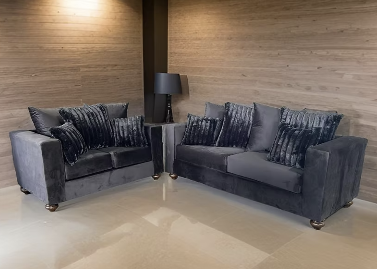 S310 Rivera Black Fabric Sofa & Loveseat