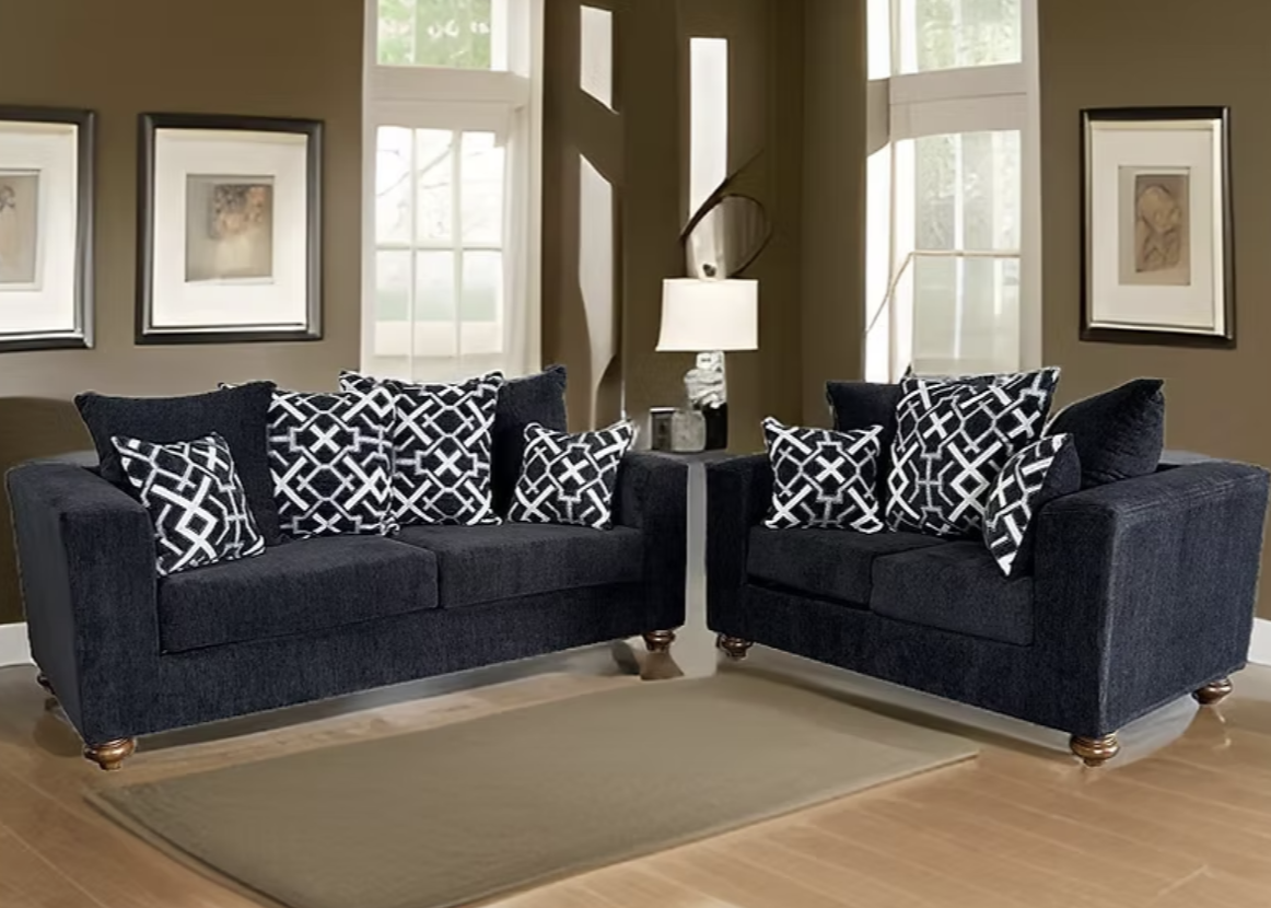 S305 Graphite Black Fabric Sofa & Loveseat