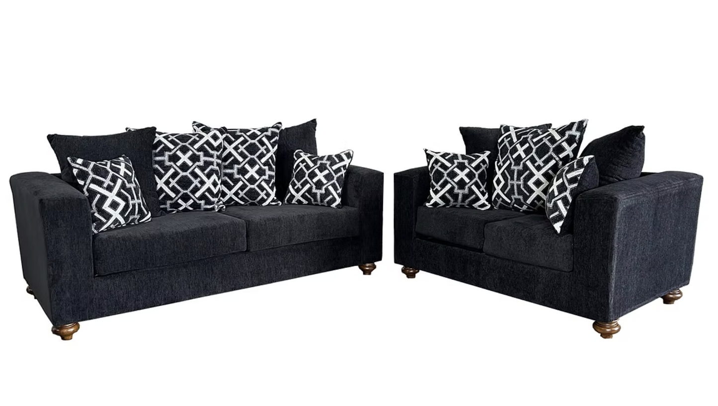 S305 Graphite Black Fabric Sofa & Loveseat