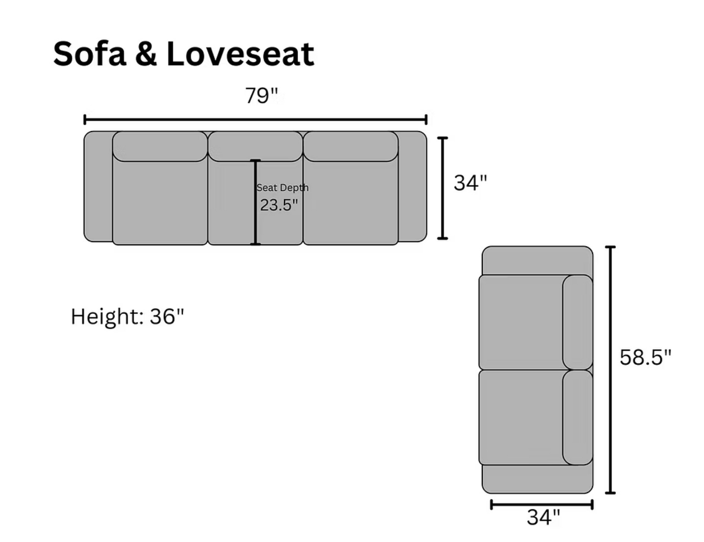 S305 Graphite Black Fabric Sofa & Loveseat