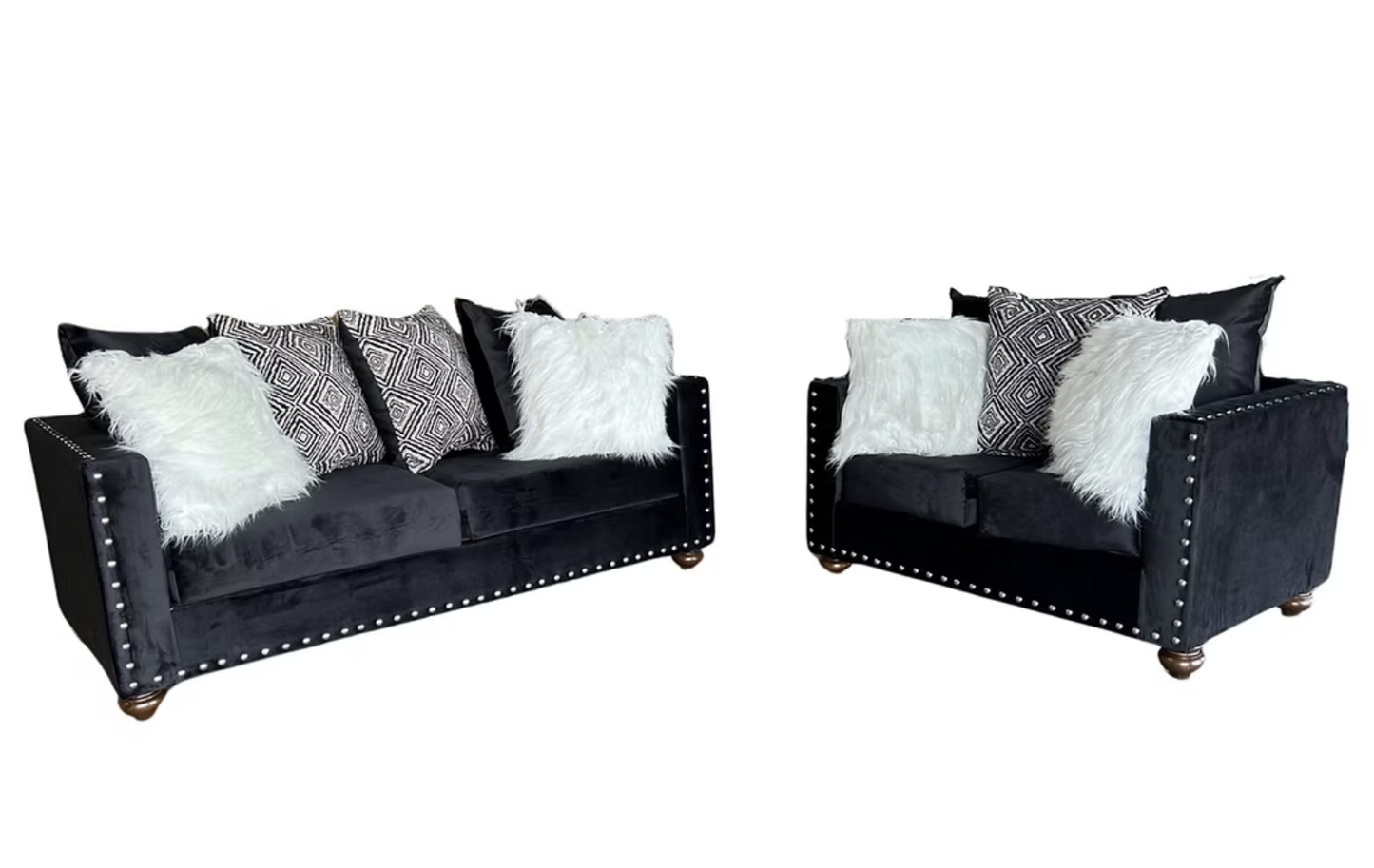 S315 Black Velvet Sofa & Loveseat