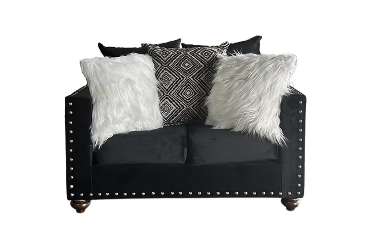 S315 Black Velvet Sofa & Loveseat