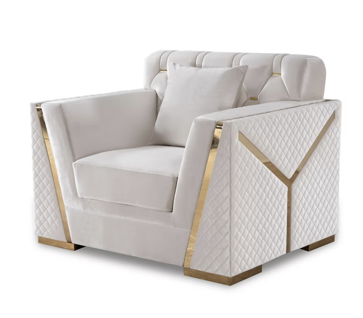 3pcs or 2pcs S2401 Hilena White & Gold Sofa, Loveseat & Chair