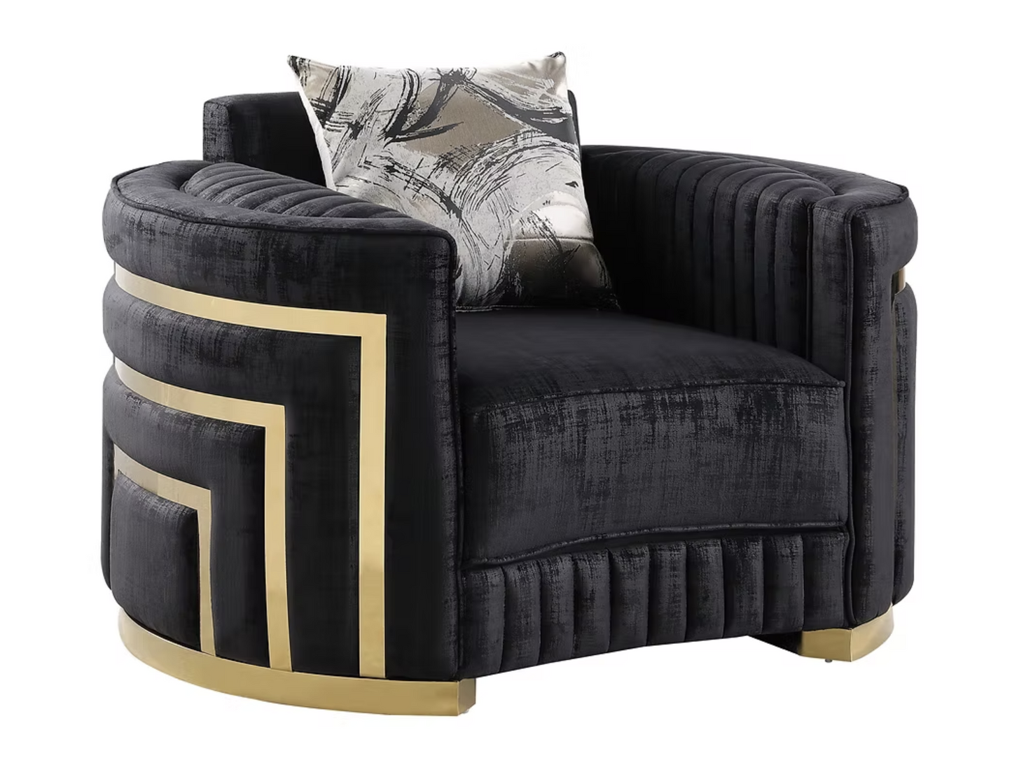 3pcs or 2pcs S3300 Minerva Black Velvet Sofa, Loveseat & Chair