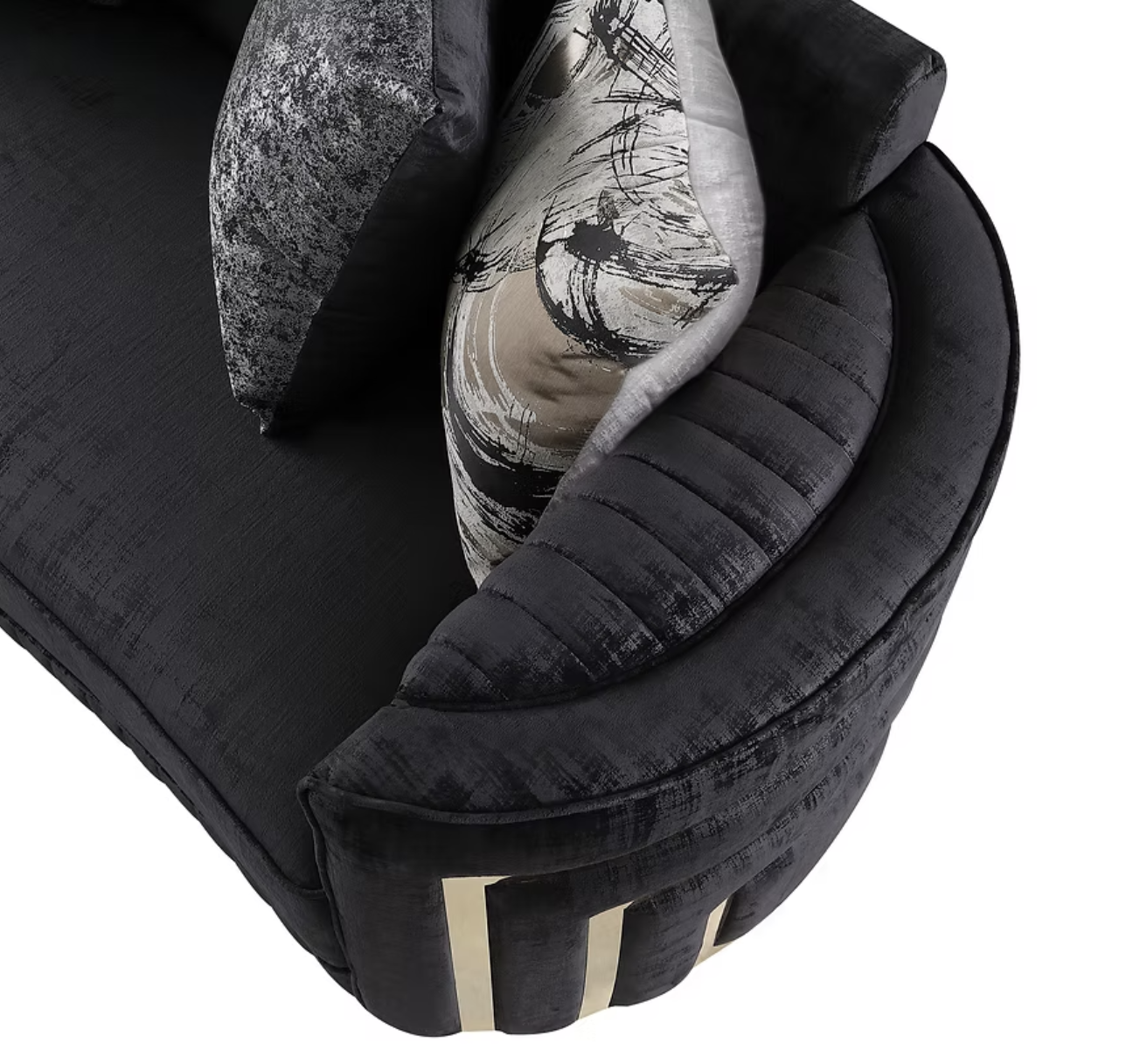 3pcs or 2pcs S3300 Minerva Black Velvet Sofa, Loveseat & Chair