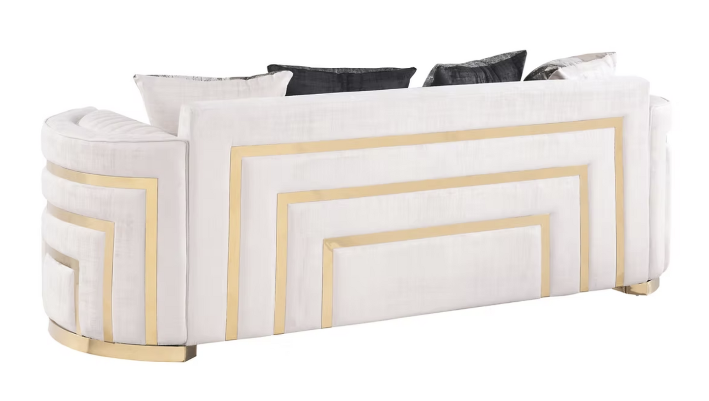 3pcs or 2pcs S3300 Minerva Cream Velvet Sofa, Loveseat & Chair