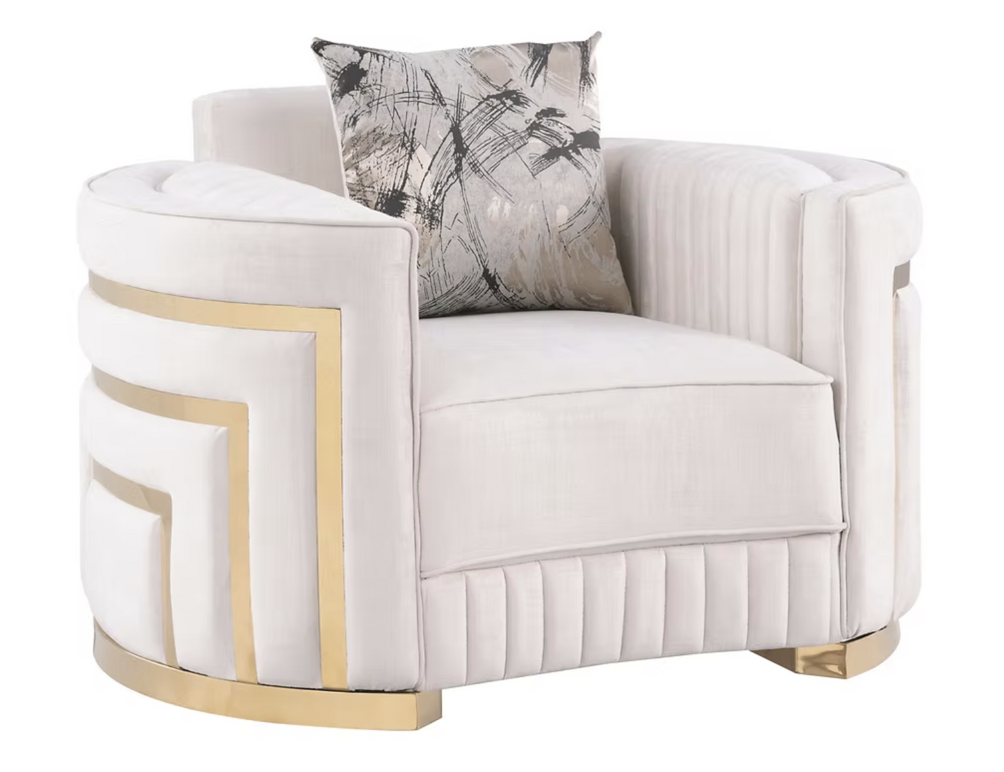 3pcs or 2pcs S3300 Minerva Cream Velvet Sofa, Loveseat & Chair