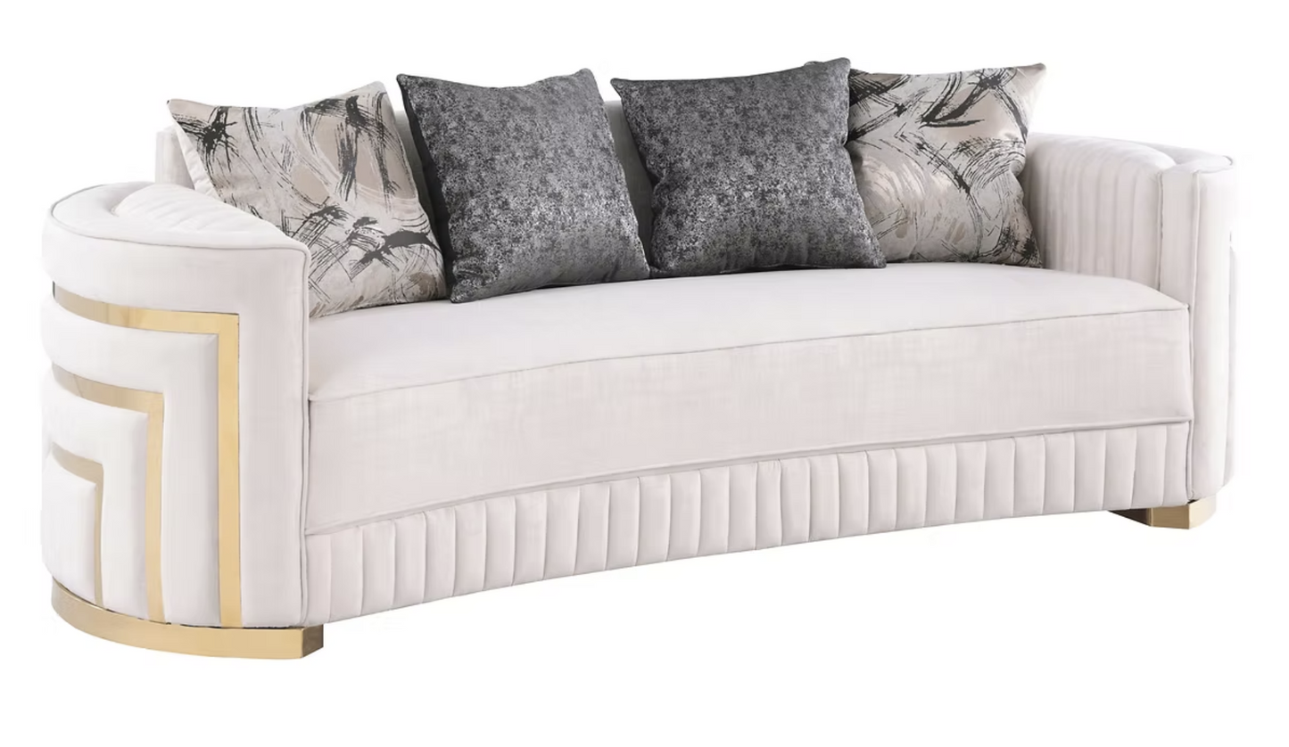 3pcs or 2pcs S3300 Minerva Cream Velvet Sofa, Loveseat & Chair