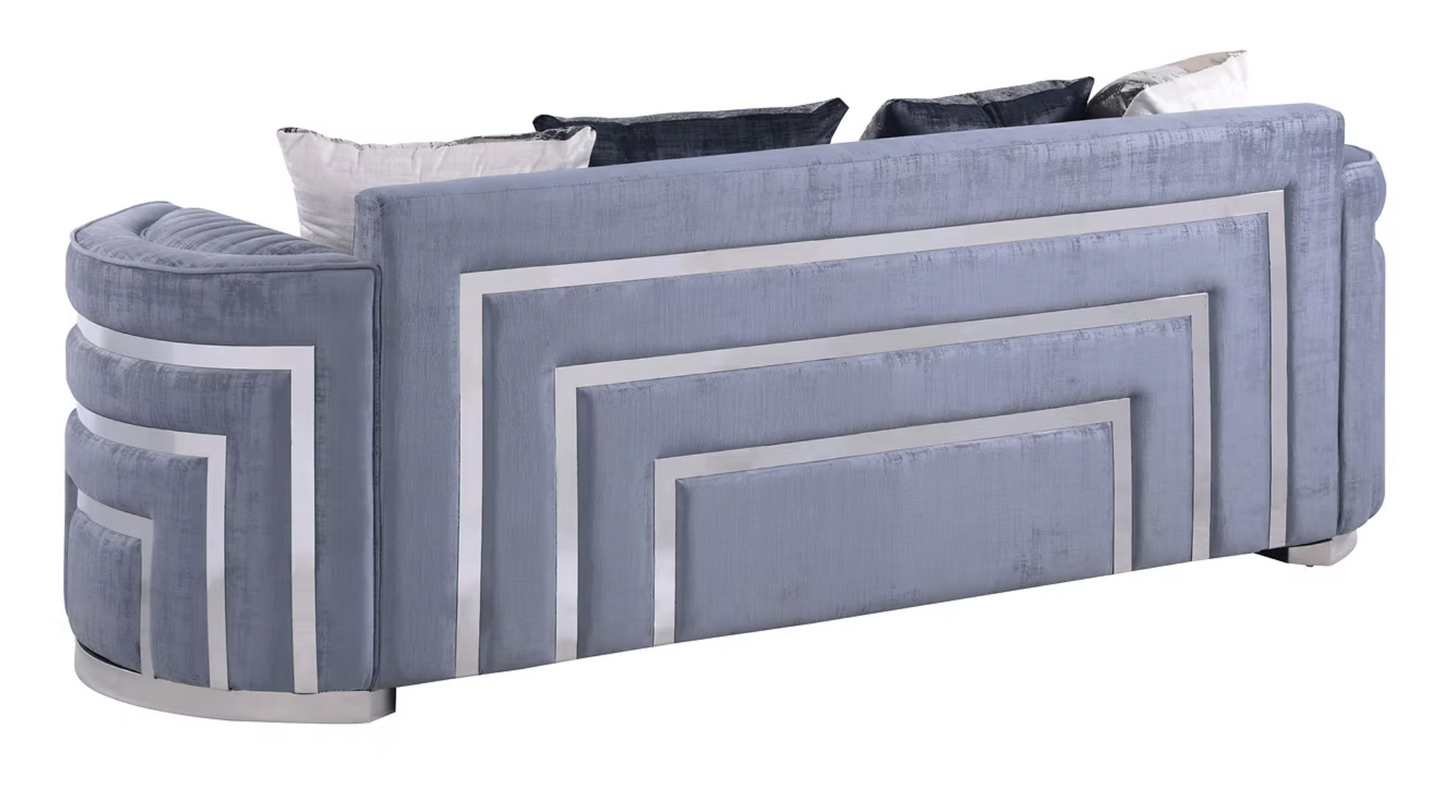 3pcs or 2pcs S3300 Minerva Grey Velvet Sofa, Loveseat & Chair