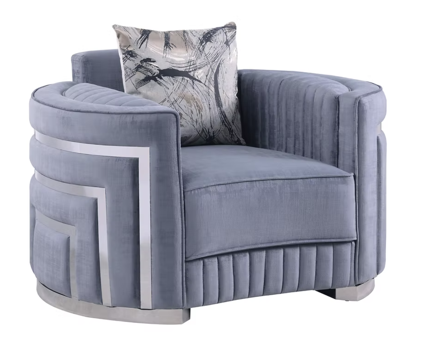 3pcs or 2pcs S3300 Minerva Grey Velvet Sofa, Loveseat & Chair