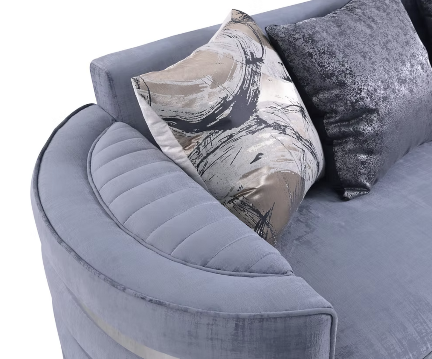 3pcs or 2pcs S3300 Minerva Grey Velvet Sofa, Loveseat & Chair